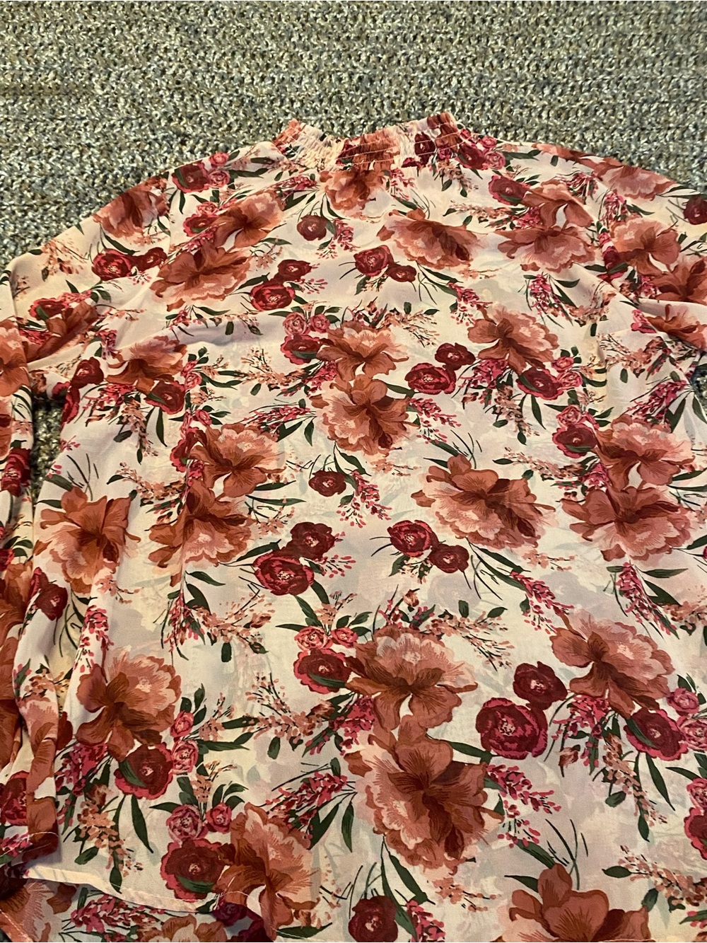 torrid Floral Blouse in Cream, Rust, and Burgundy